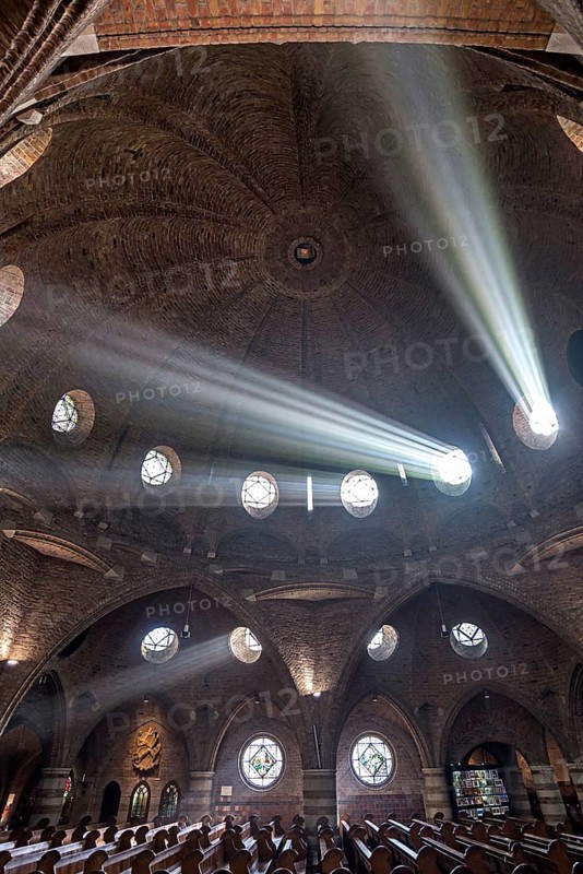 Rays of light illuminate the interior of St. Jacobuskerk, Enschede, the Netherlands
