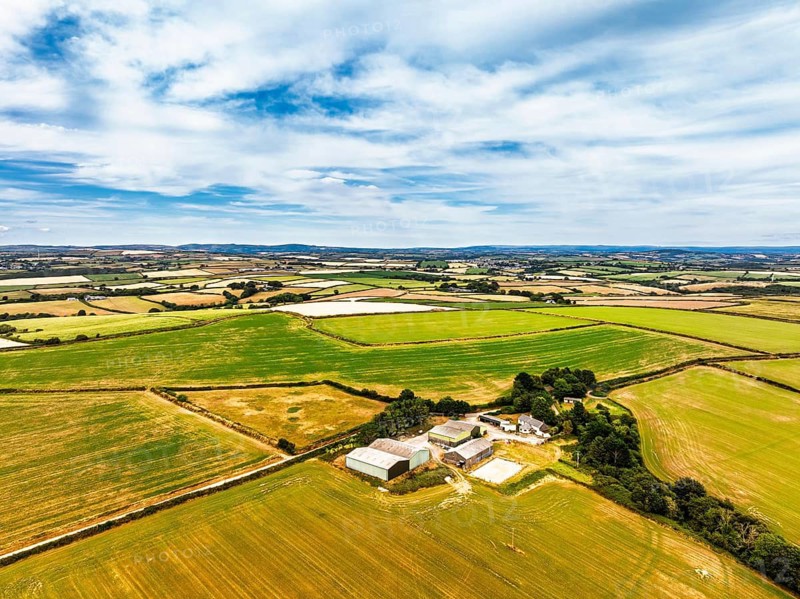 Cornwall Fields and Farms from a drone, Polruan, Cornwall, EnglandDefault