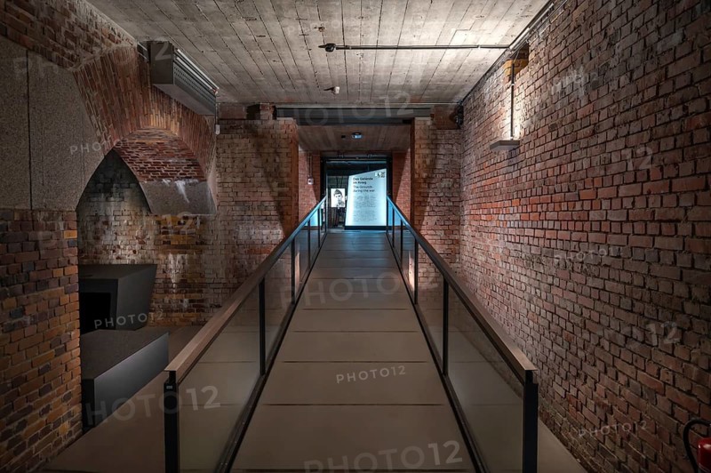 Modern transition to other museum spaces, in the historic walls of the unfinished Congress Hall, Museum Documentation Center, Reichsparteitagsgelände Documentation Center, Bayernstr. 110, Nuremberg, Middle Franconia, Bavaria, Germany