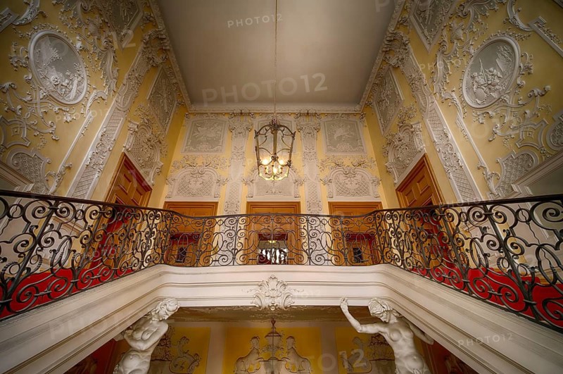 Interior view stairwell, stairway, staircase, Stadtpalais Palais Preysing, also Preysing Palace, Munich, Bavaria, Germany