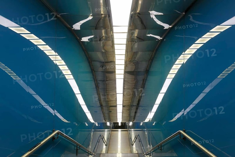 Futuristic Università metro station, stairs, design by Karim Rashid, art subway, Metrò dell'Arte, Naples, Campania, Italy