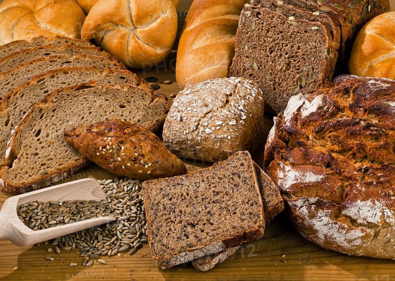 Several different types of bread. Healthy diet with fresh baked goods, Austria