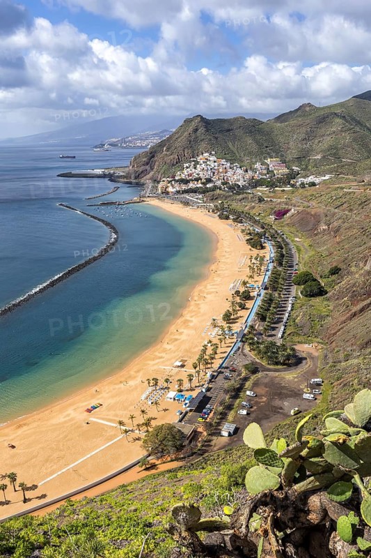 Tenerife beach Playa de las Teresitas seaside vacation trip in San Andres, Spain