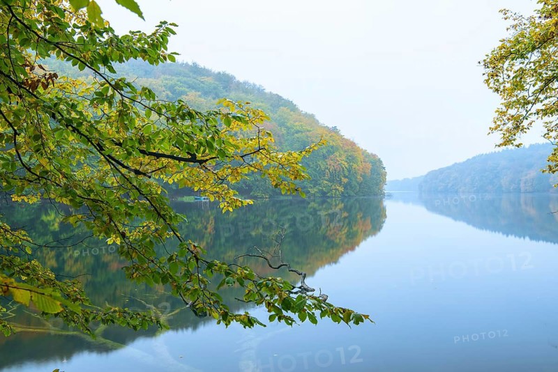Autumn at Schmale Luzin, lake in Mecklenburg-Western Pomerania, Feldberg Lake District, Mecklenburg-Western Pomerania, Germany