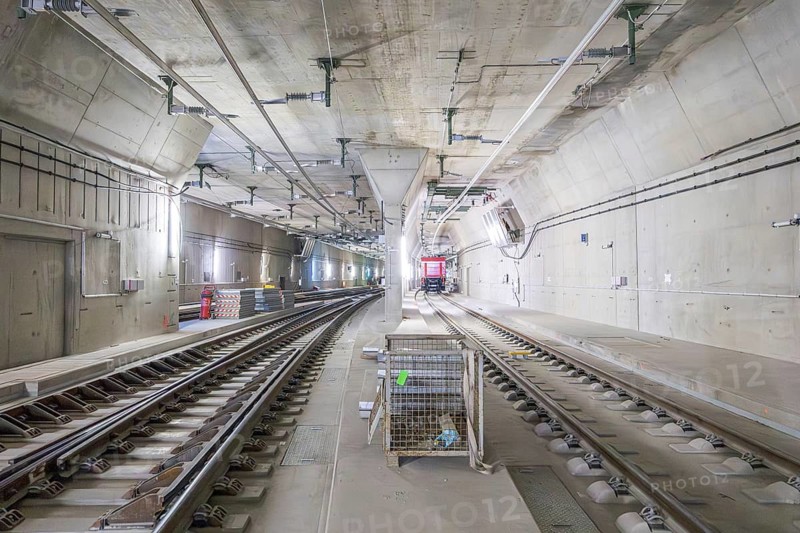 Tracks in the north to Stuttgart station 21 tunnel construction site new main train station in Stuttgart, Germany