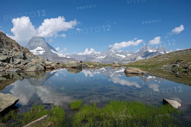 Matterhorn reflected in Riffelsee, Zermatt, Valais, Switzerland