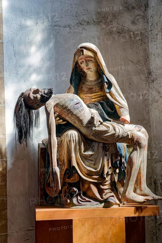 Pietà with human hair, Freiberger Dom St. Marien, religious building, interior, Silberweg interior, ore mining, silver mining, Margrave Otto the Rich, Wettiner, Freiberg, Saxony, Germany