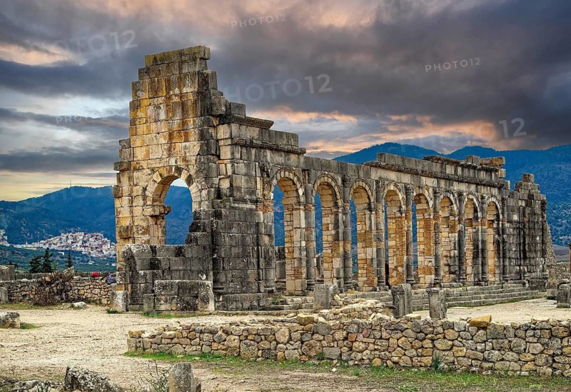 The Basilica of Volubilis, archaeological site, Roman antiquity, UNESCO World Heritage, near Tafilalet, Morocco