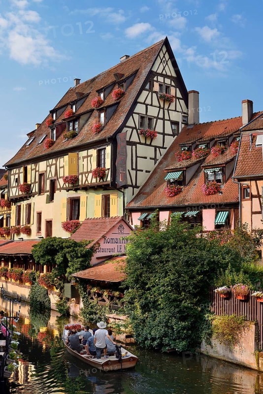 Half-timbered houses on the Lauch, Little Venice, Krutenau, Colmar, Haut-Rhin, Alsace, Grand Est, France