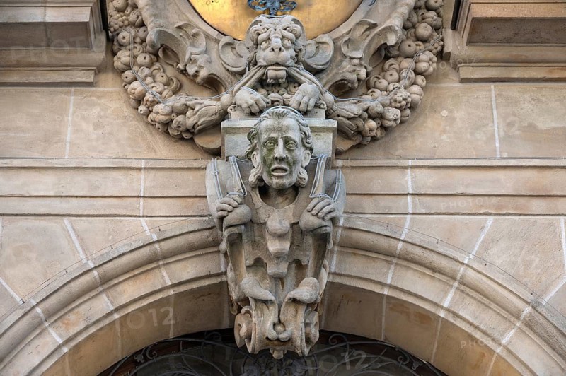 Detail, entrance portal of Wolff Town Hall, built around 1620, Town Hall Square, Rathausplatz, Nuremberg. Middle Franconia, Bavaria, Germany