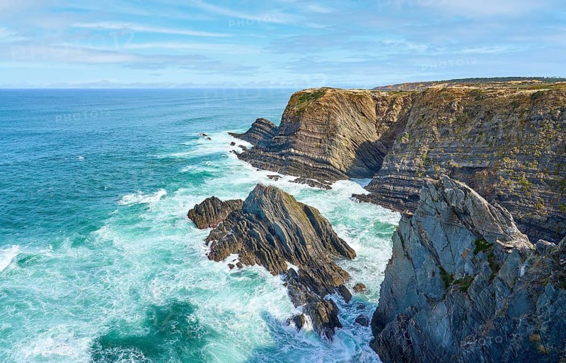 Rocky cliffs at Cabo Raso, atlantic coast of Portugal