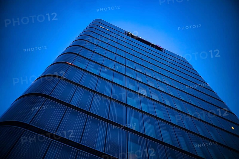 Night view, Porsche Design Tower, Pragsattel, blue hour, Stuttgart, Baden-Württemberg, Germany