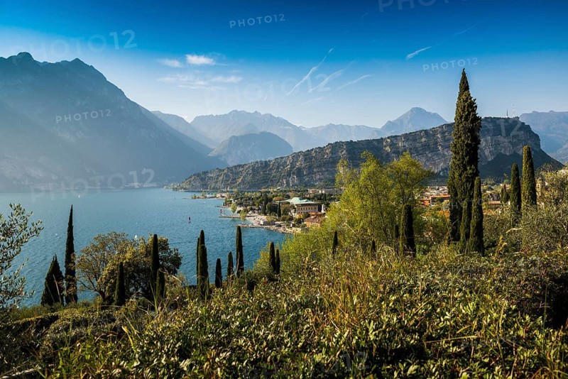 Panorama, Busatte Tempesta, hiking trail, Torbole, Lake Garda, Trento, Trentino-Alto Adige, Italy