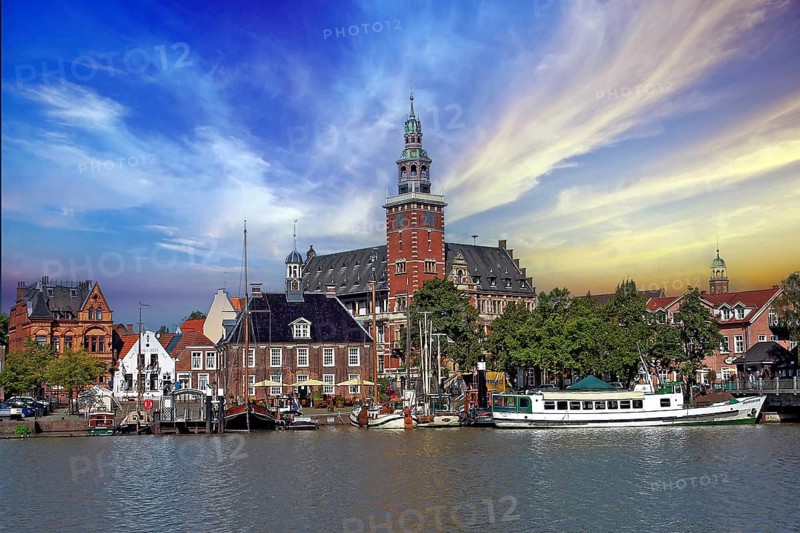 View of Leer, Lower Saxony, East Frisia, Lower Saxony, Federal Republic of Germany