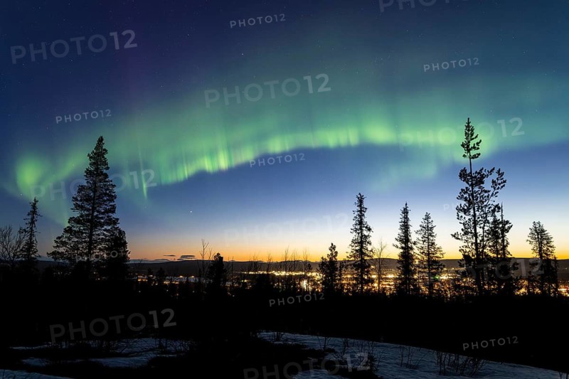 Northern Lights (Aurora borealis) over Gällivare, Norrbotten, Lapland, Sweden, April 2025