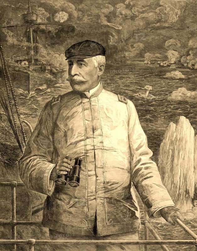 George Dewey (born 26 December 1837 in Montpelier, Vermont, died 16 January 1917 in Washington, D.C.), Admiral of the US Navy and the only person to have held the highest rank of Admiral of the Navy, authentic, digitally restored reproduction of a 19th-century original, exact date of the image unknown, historical