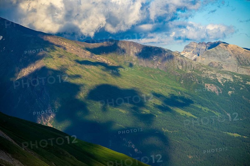 View of mountain landscape on the Grossglockner High Alpine Road in the Alps, Fusch, Salzburg, Austria