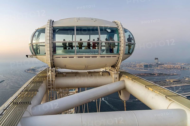 Ain Dubai the biggest Ferris wheel in the world with Palm Jumeirah in Dubai, United Arab Emirates
