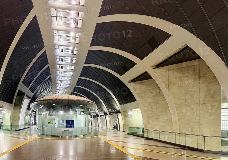 Heumarkt subway station, view of the sales pavilion in the dome room, Cologne, Rhineland, North Rhine-Westphalia, Germany