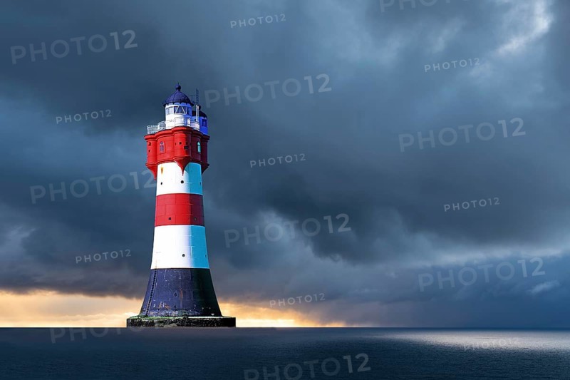 Evening atmosphere, Roter Sand lighthouse in the mouth of the Weser