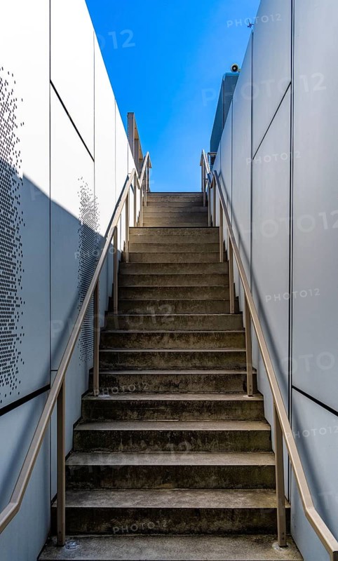 Narrow stairway to the viewing platform at the former Tempelhof airport, Berlin, Germany