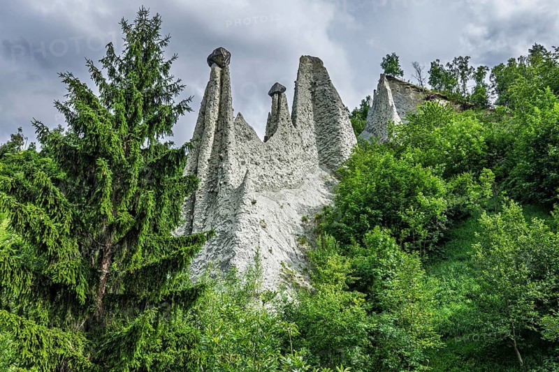 Aerial view of Pyramides d'Euseigne, Valais, Switzerland