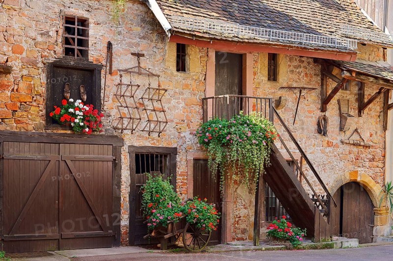 Old stone house, farmhouse, Colmar, Haut-Rhin, Alsace, Grand Est, France