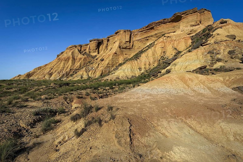 Rock formation in Bardenas Reales nature park Park, Navarra, Spain