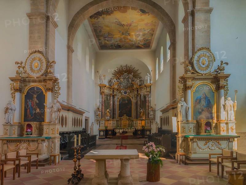Monastery church inside altar area Huysburg Abbey Germany