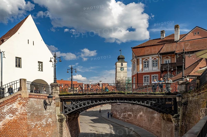 The Bridge of Lies on The Little Ring or Pia?a Mica in the old town of Sibiu or Sibiu, Transylvania, Romania