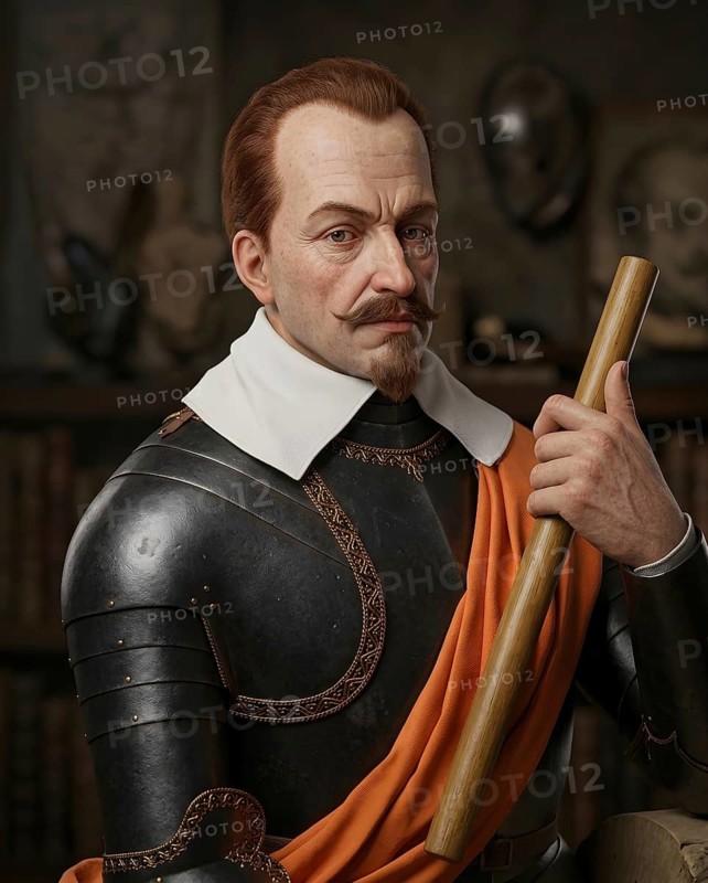 Portrait of Albert von Wallenstein, Thirty Years' War, Catholic League, historical illustration, digitally edited