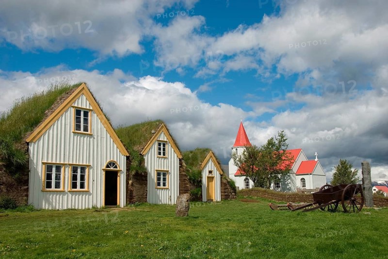 Europe, Iceland, Iceland, open-air museum, local history museum, glaumbär, turfgebäude, grassoden houses, glaumbär, Iceland
