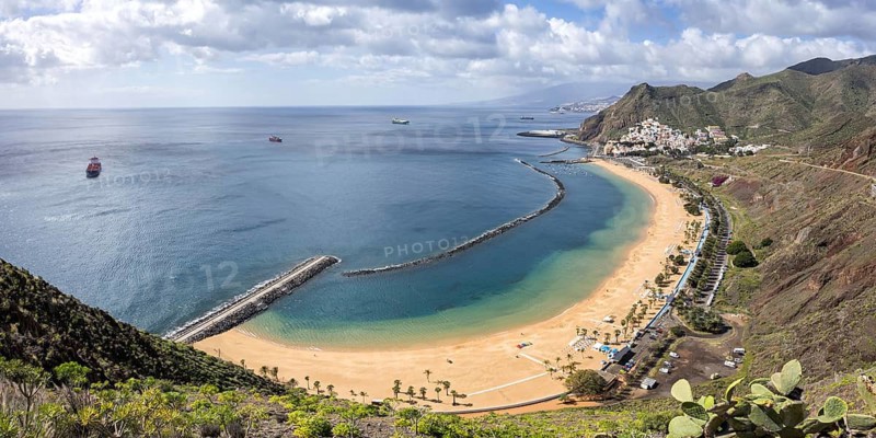 Tenerife beach Playa de las Teresitas seaside vacation tour panorama in San Andres, Spain