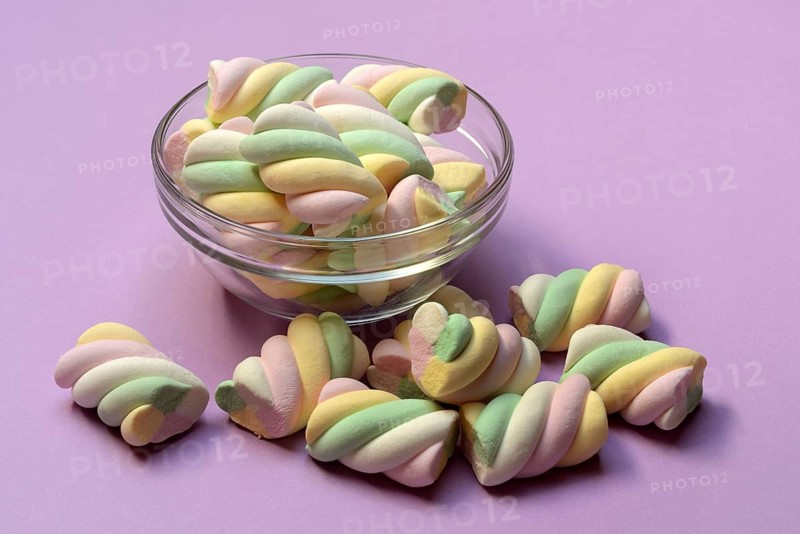 Marshmallow, pastel coloured foam candy