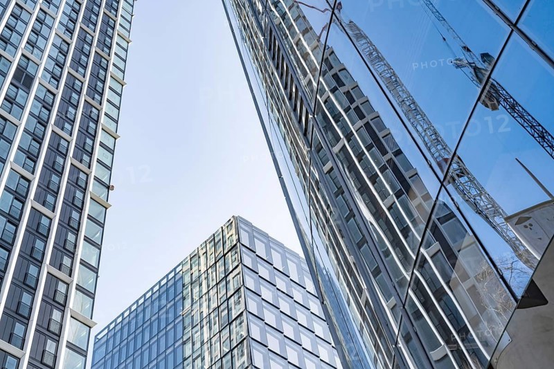 Modern high rise office buildings in the international banking and financial district of the City of London, UK