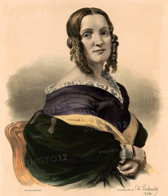Angelica Singleton Van Buren (born 13 February 1818 in Wedgefield, Sumter County, South Carolina, died 29 December 1877 in New York City) was the daughter-in-law of the eighth US President, Martin Van Buren. He had been a widower for some time, which is why she served as First Lady of the United States from 1838 onwards. American history, authentic, digitally restored reproduction of a 19th-century original, exact date of the depiction unknown, historical