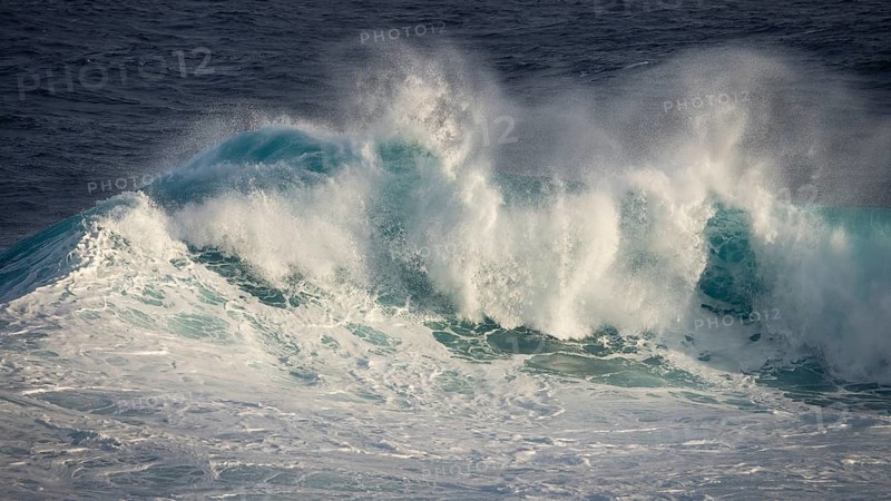 Sea, high breaking waves. La Palma, Canary Islands, Spain