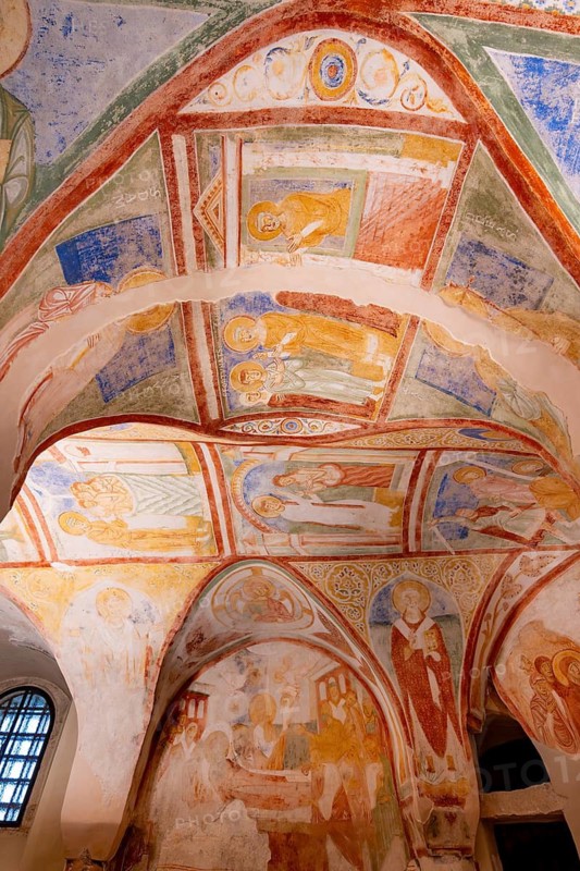 Maxentische crypt with colorful frescoes, Cripta degli Affreschi, Basilica di Santa Maria Assunta, Basilica of Aquileia, UNESCO World Heritage Site, Aquileia, Friuli, Italy