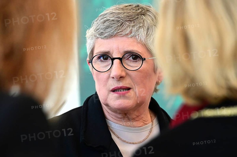 Britta Hasselmann talking to journalists following the usual Tuesday statement from Alliance 90/The Green Group in the Bundestag: Group leader Britta Hasselmann explains her positions on current topics of the session week