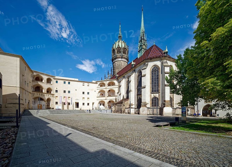 Wittenberg Castle and Castle Church, former residence of the Saxon Electors, Renaissance, Reformation, Martin Luther, 95 theses, Luther Memorial, UNESCO World Heritage Site, Luther city Wittenberg, Saxony-Anhalt, Germany