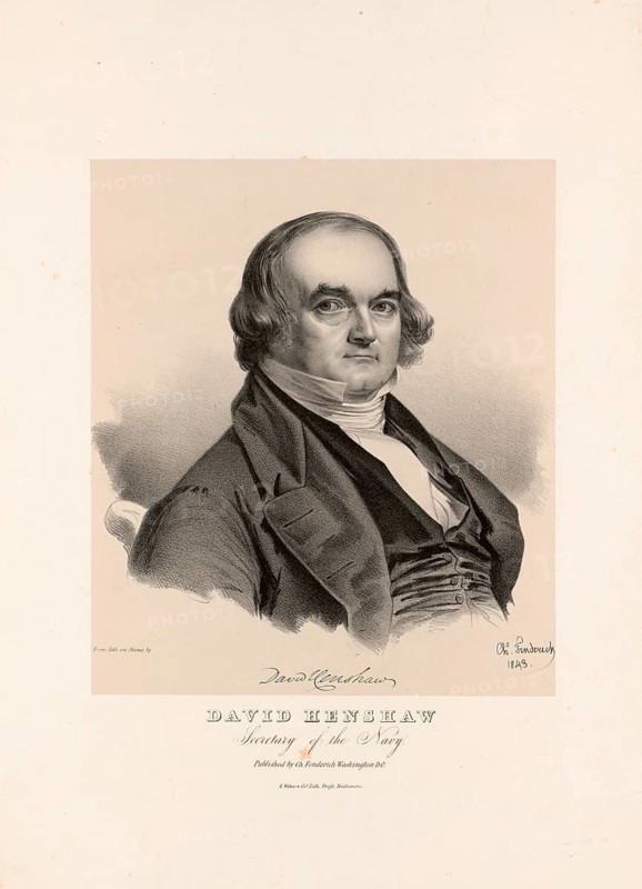 David Henshaw (1791–1852) was an American politician who served as US Secretary of the Navy from 1843 to 1844, Secretary of the Navy, under President John Tyler. American history, authentic, digitally restored, high-resolution reproduction of a 19th-century original, exact date of the depiction unknown, historical