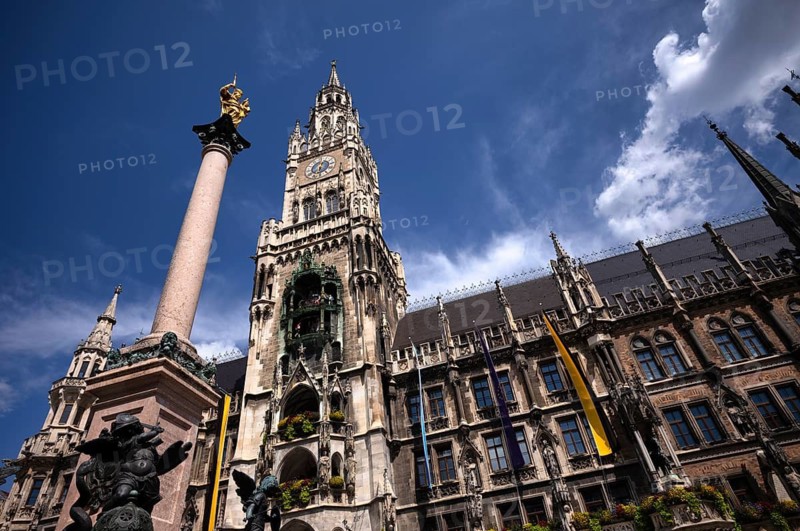 Mariensäule, New Town Hall, Marienplatz, Munich, Bavaria, Germany