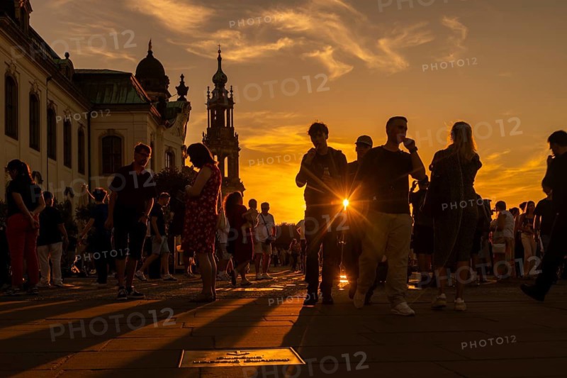 The 2026 solar eclipse in Dresden on Brühl's Terrace was watched by numerous onlookers, Dresden, Saxony, Germany