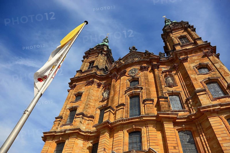Vierzehnheiligen Basilica, Bad Staffelstein, Lichtenfels district, Upper Franconia, Bavaria, Germany. The church, built according to plans by Balthasar Neumann, is dedicated to the fourteen emergency workers
