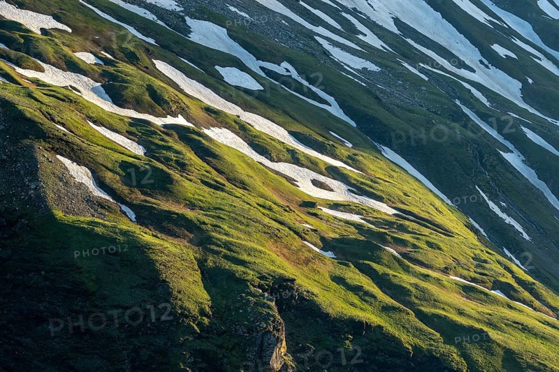 View of snowy mountains on the Grossglockner High Alpine Road in the Alps, Fusch, Salzburg, Austria