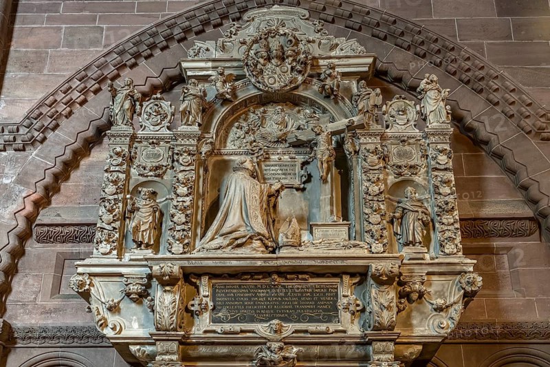 Epitaph for Bishop Dietrich von Bettendorf in the interior of St. Peter's Cathedral in Worms, Rhineland-Palatinate, Germany