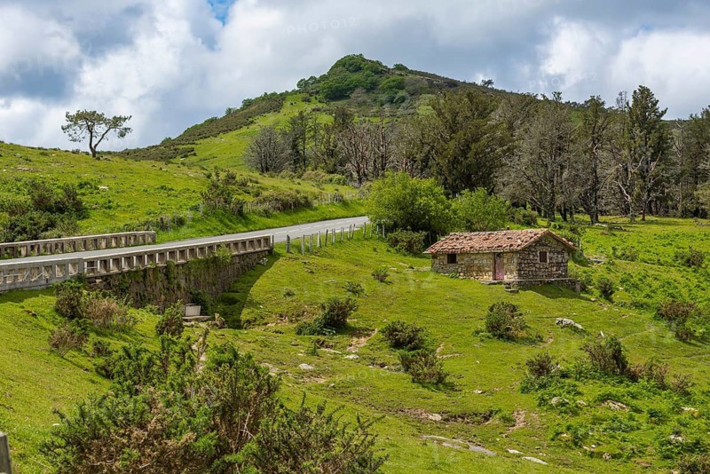 Mountain pass in the Basque Country on Pico Jaizkibel near Hondarribia on the border between France and Spain