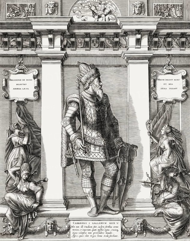 Clovis, Chlodovechus, Chlodwig I., Chlodowech, 466-511, King of the Franks of the Merovingian dynasty, digitally edited