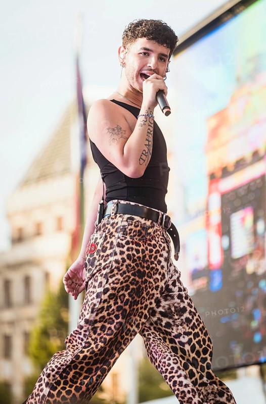 Rapper Baran Kok performing at the opening of CSD Berlin 2006 on 24.07.2026 at the Brandenburg Gate