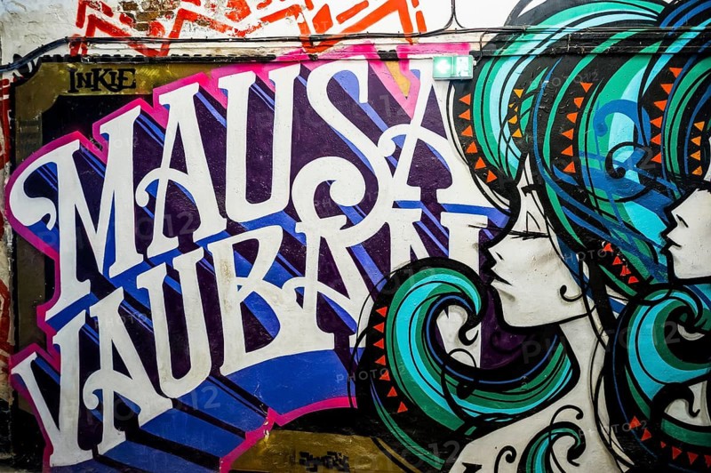Street art, graffiti, MAUSA VAUBAN, Museum of Urban Art and Street Art, Vauban Fortress Neuf-Brisach, UNESCO World Heritage Site, Haut-Rhin Department, Alsace, France